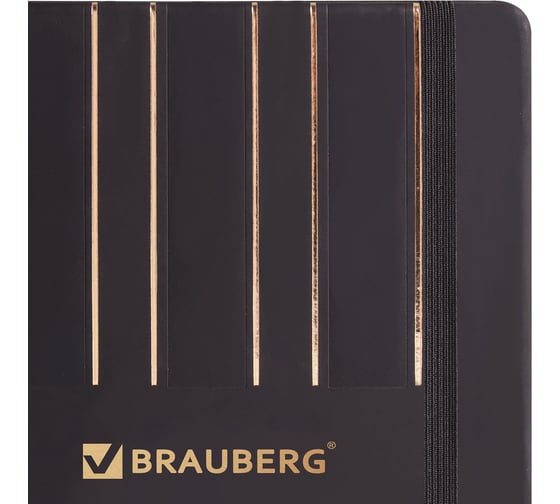 Блокнот BRAUBERG А5 135x205 мм, Touch, 112 л, гладкий кожзам, линия, черный, 110969