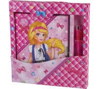 Блокнот BRAUBERG А5 130 х175 мм, 56л, тверд. переплет, замок, ручка, Девочка, 128425