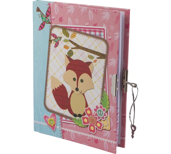 Блокнот BRAUBERG А5 133 х178 мм, 56л, тверд. переплет, металл. замок, блестки,лисенок, 128396 1