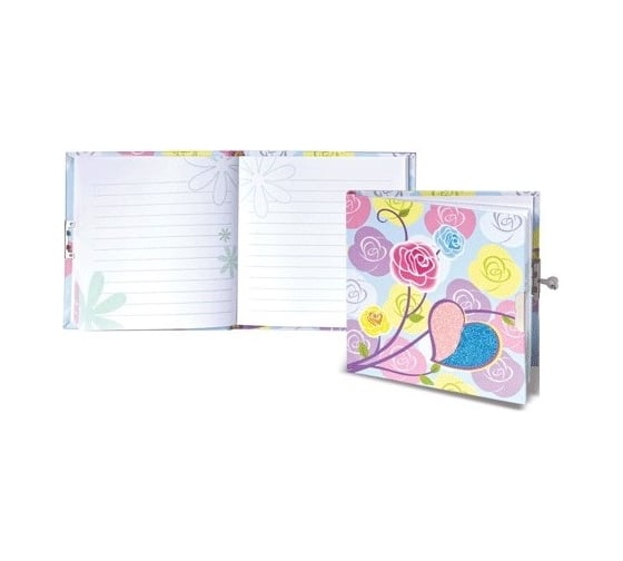 Блокнот BRAUBERG 135 х135 мм, А6, 60л, тверд. переплет, металл. замок, блестки, цв., 123551 1