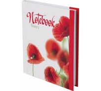 Блокнот BRAUBERG 110 х147 мм, А6, 80л, ламинир. обложка, выборочн. лак, клетка, Красные маки, 123243