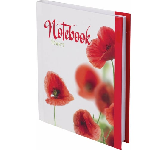 Блокнот BRAUBERG 110 х147 мм, А6, 80л, ламинир. обложка, выборочн. лак, клетка, Красные маки, 123243 1