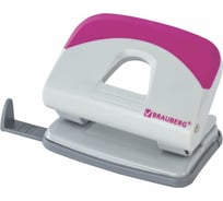 Дырокол BRAUBERG "Delta", до 20 листов, с резиновой накладкой, серый, розовая вставка, 222558