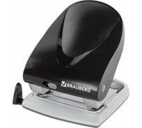 Дырокол BRAUBERG "G-Line", до 40 листов, черный, 224341
