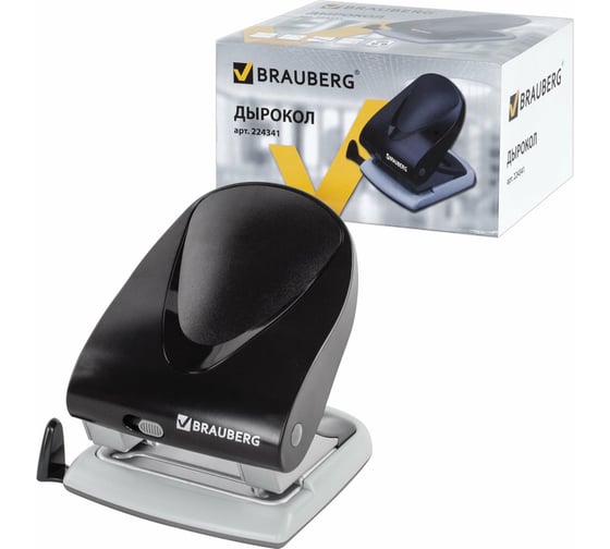 Дырокол BRAUBERG "G-Line", до 40 листов, черный, 224341