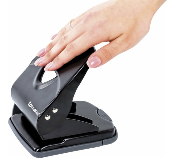 Дырокол BRAUBERG металлический Universal+, до 35л, черный, 222784