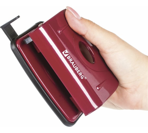 Дырокол BRAUBERG металлический Universal, до 20л, бордовый 222551