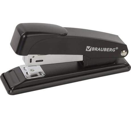 Степлер №24/6, 26/6 BRAUBERG Office металлический, до 20 листов, черный, 228614