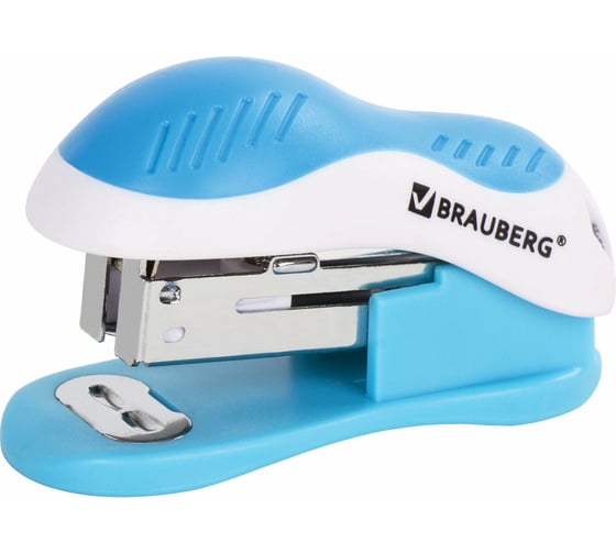 Степлер №24/6, 26/6 BRAUBERG МИНИ JET, до 15 листов, эргономичный, бело-голубой, 227758 1