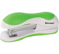 Степлер №24/6, 26/6 BRAUBERG JET, до 20 листов, эргономичный, бело-зеленый, 227759
