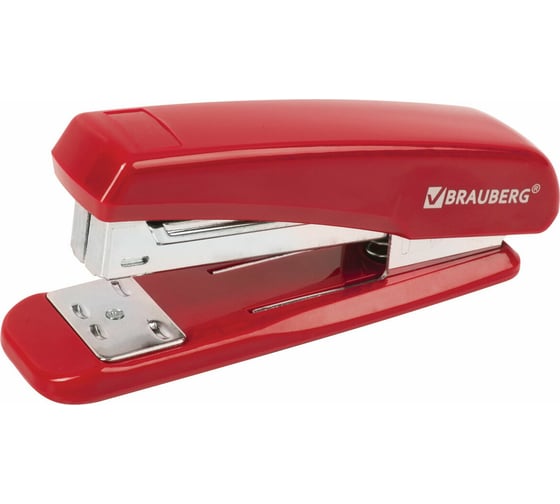 Степлер №24/6, 26/6 BRAUBERG Classic, до 25 листов, красный, 228502 1