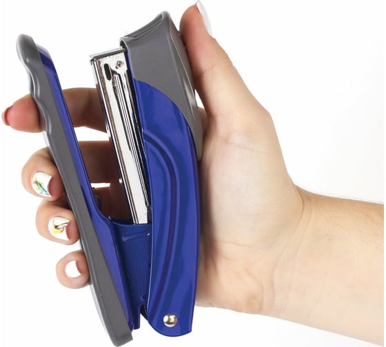 Степлер №24/6, 26/6 BRAUBERG Universal+ металлический, до 25 листов, синий, 227780