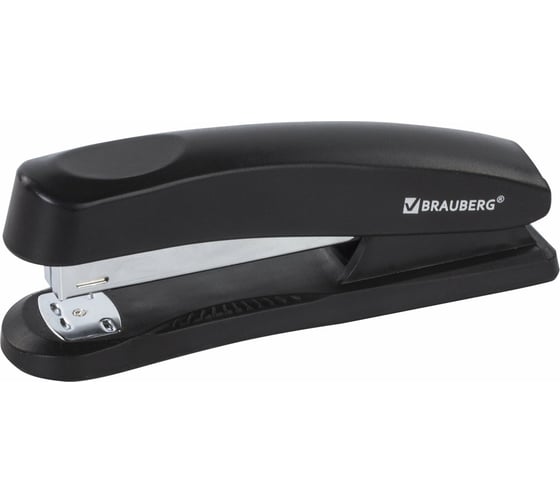 Степлер №24/6, 26/6 BRAUBERG Standard+, до 30 листов, полнозагрузочный, черный, 228606 1