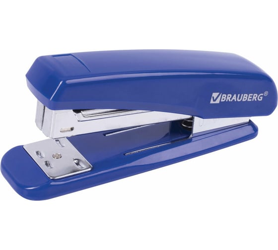 Степлер №24/6, 26/6 BRAUBERG Classic, до 25 листов, синий, 228501