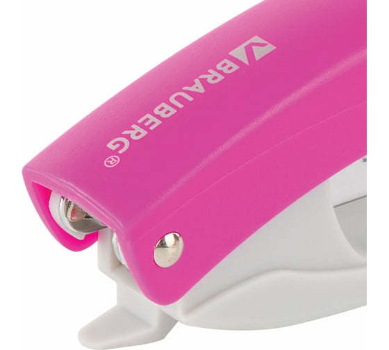 Степлер №10 BRAUBERG Original, до 12л, с антистеплером, розовый, 227767