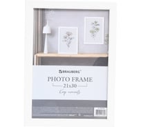 Рамка BRAUBERG 21x30 см, небьющаяся, аналог Ikea, багет 21 мм, МДФ, Idea, белая 391370