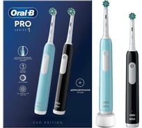 Набор электрических зубных щеток ORAL-B Pro 1 500 Duo/D305.523.3H черная/бирюзовая 3 режима тип 37 Б0064197