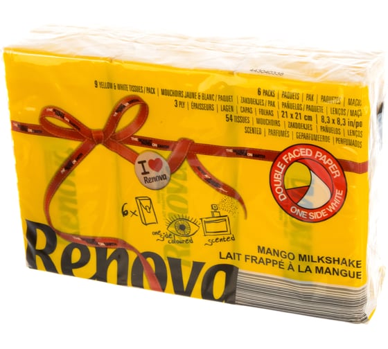 Бумажные платочки Renova 6 пачек по 10 листов Mango Yellow 5601028020633 1