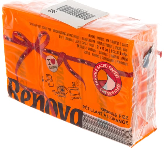 Бумажные платочки Renova 6 пачек по 10 листов O.Fizz Orange 5601028020619