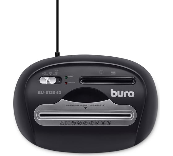 Шредер BURO Office BU-S1204D секр. P-4, фрагменты, 12 листов, 21 л, пластиковые карты/CD 1061646