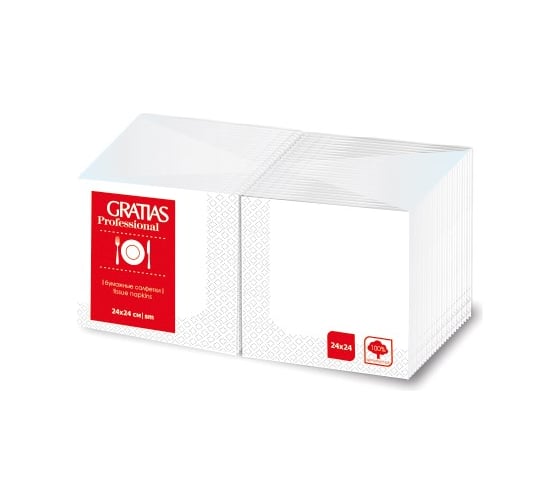 Бумажная салфетки Gratias 2 слой, 24 см, 300 л, белые 224001