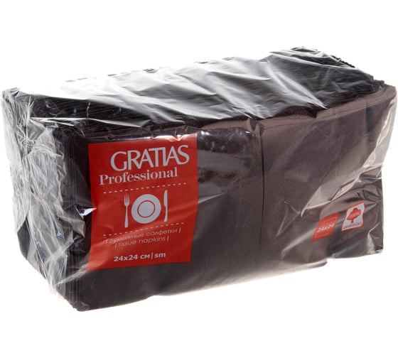 Бумажные салфетки Gratias 1 слой, 24 см, 400 л, коричневые 124072