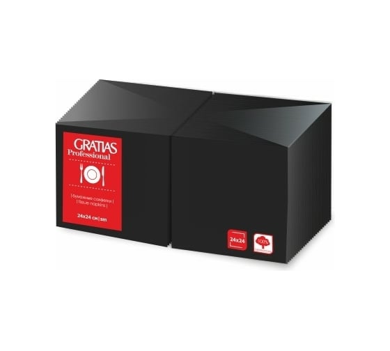 Бумажные салфетки Gratias 2 слоя, 24 см, 300 л, черные 224082 1