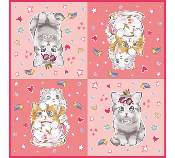 Салфетки бумажные трехслойные ND Play Котики на розовом, 33x33 см, 20 шт 312068