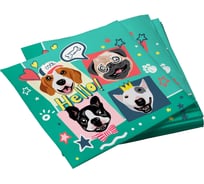 Салфетки бумажные трехслойные ND Play Собачки на зеленом, 33x33 см, 20 шт 312065