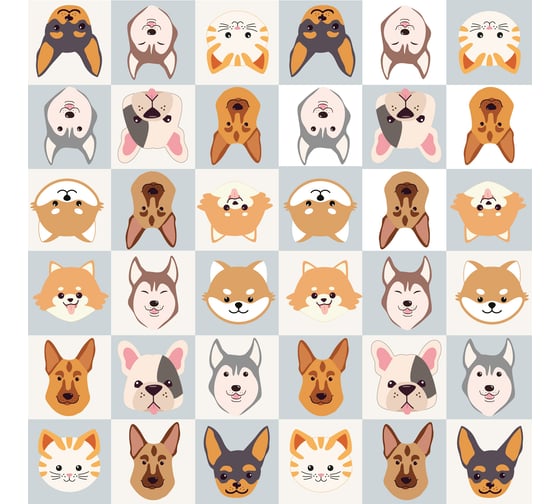 Салфетки бумажные трехслойные ND Play Собачки с ушками и Котик полосатый, 33x33 см, 20 шт 312056