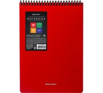 Блокнот BRAUBERG А5, 80 л., спираль пластиковая, обложка пластик, клетка, Metropolis, Красный, 115568