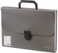 Пластиковый портфель "Проект", А4 330х240х35 мм, 13 отделений, серый, РОССИЯ BRAUBERG 226027