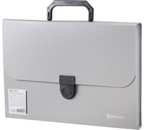 Пластиковый портфель "Делегат", А4 330x240x35 мм, 13 отделений, фактура диагональ, серебро BRAUBERG 226029