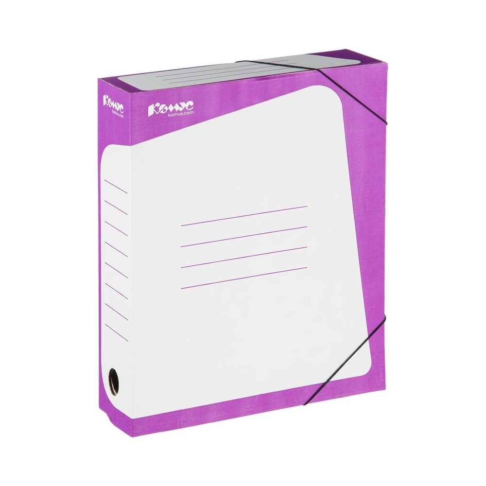 Короб архивный Комус гофрокартон, 75 мм, сиреневый корешок 169228 ...