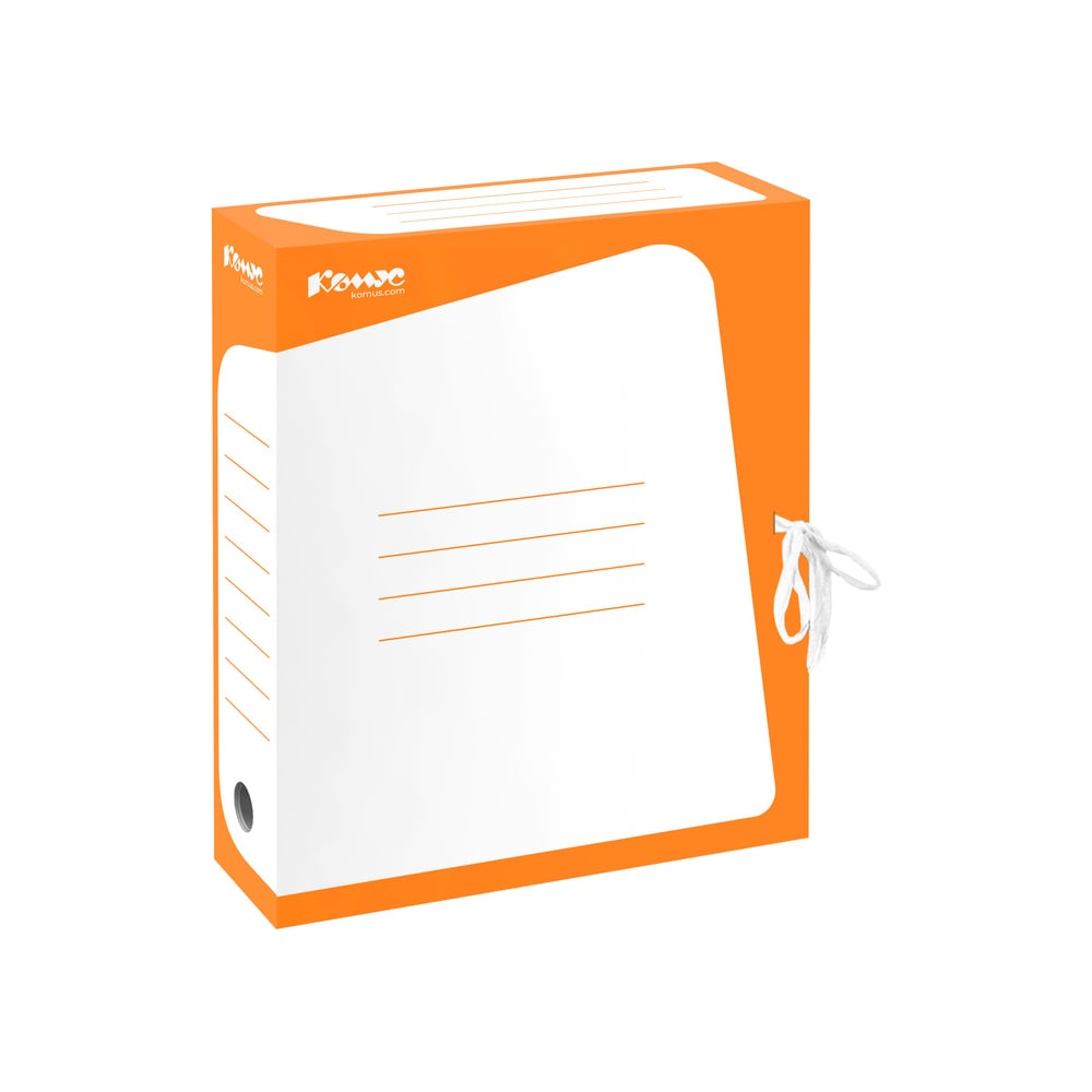 Короб архивный Комус гофрокартон, 75 мм, оранжевый корешок 169227 ...