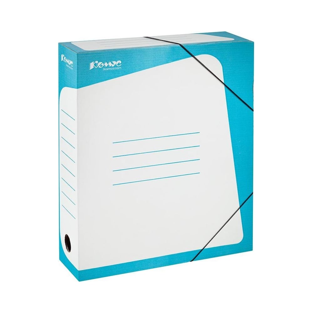 Короб архивный Комус гофрокартон, 75 мм, бирюзовый корешок 169229 ...