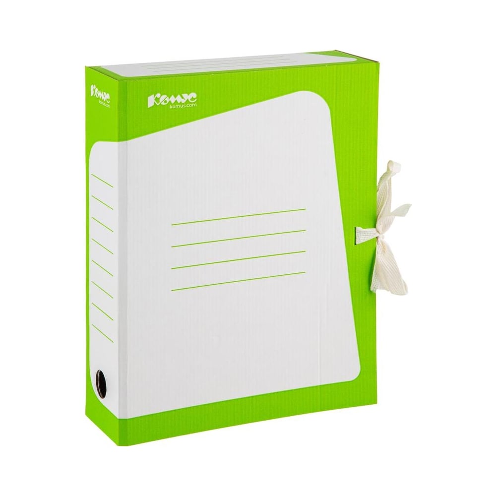 Короб архивный Комус лайм, корешок 75 мм, на завязках 1081330 ...