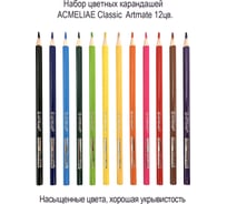 Набор цветных классических карандашей ACMELIAE Classic Artmate 12 цветов в картонном футляре 43126