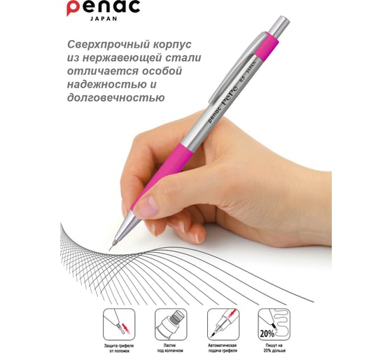 Карандаш механический Penac Pepe 0.5 мм HB металл/розовый, в блистере SB0104-02/B