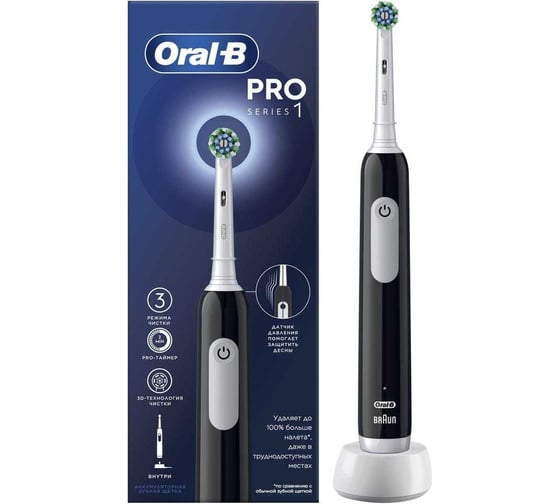 Электрическая зубная щётка ORAL-B Pro Series 1, Черная, 1 сменная насадка 0053019408 1