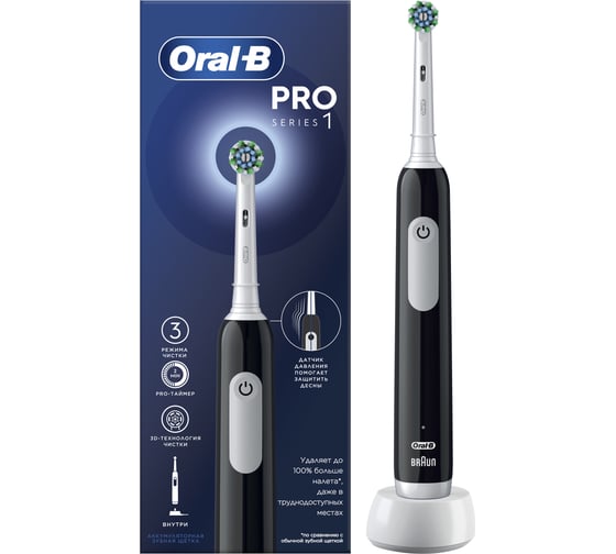 Электрическая зубная щётка ORAL-B Pro Series 1, Черная, 1 сменная насадка 0053019408 1