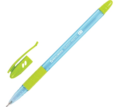 Ручка шариковая BRAUBERG Glassy Pastel Mix, синяя, Выгодный Комплект 12 штук, линия 0,35 мм 881015