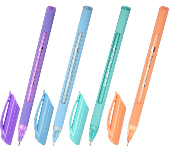 Ручка шариковая BRAUBERG Extra Glide Soft Pastel, синяя, Выгодный Комплект 12 штук, линия 0,35 мм 881018