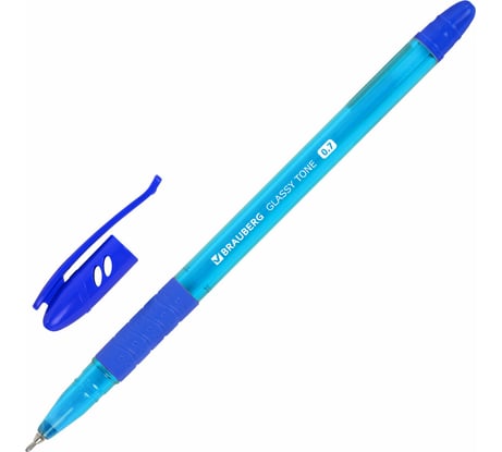 Ручка шариковая BRAUBERG Glassy Tone, синяя, Выгодный Комплект 12 штук, линия письма 0,35 мм 881017