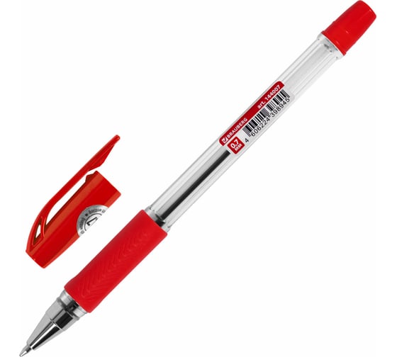 Ручка шариковая BRAUBERG Bp-gt, Красная, корпус прозрачный, евронаконечник 0,7 мм, линия письма 0,35 мм 144007 1
