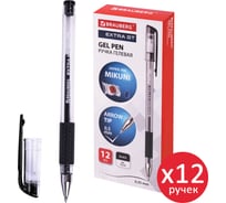 Ручка гелевая Extra Gt, черная, Выгодный Комплект 12 штук, линия письма 0,35 мм, BRAUBERG 881011