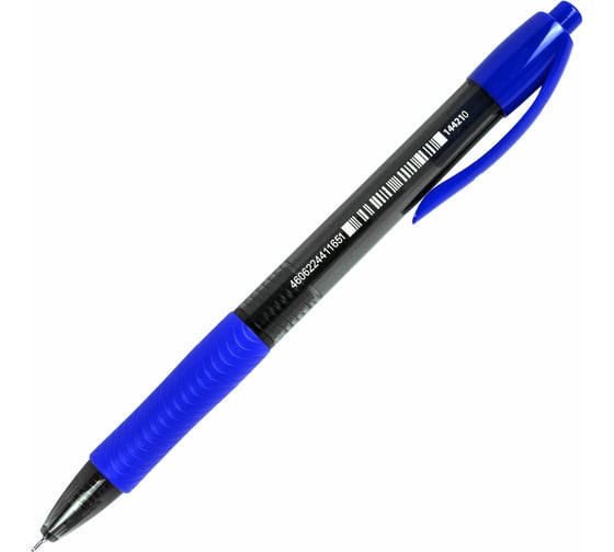 Ручка шариковая автоматическая с грипом Office Style, Синяя, игольчатый наконечник 0,7мм, линия 0,35мм, тонированный корпус, BRAUBERG 144210