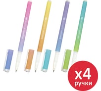 Ручка шариковая Soft Touch Grip Grade Pastel, синяя, Комплект 4 шт, линия 0,35 мм, BRAUBERG 881026