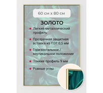 Фоторамка ООО Первое ателье золотистая алюминиевая рамка 60x80 см Niel-2gm-60x80 Niels-2gm-60х80