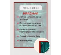 Фоторамка ООО Первое ателье красная алюминиевая рамка 48x68 см Niel-2rg- 48x68 Niel-2rg-48х68